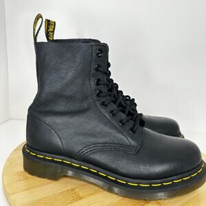 Dr. Martens 1460 Pascal Pebbled Black Leather Combat Moto Boots Lace Up Size 6